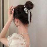 Hair Clip-Flower & Faux Pearl Decor Fashion