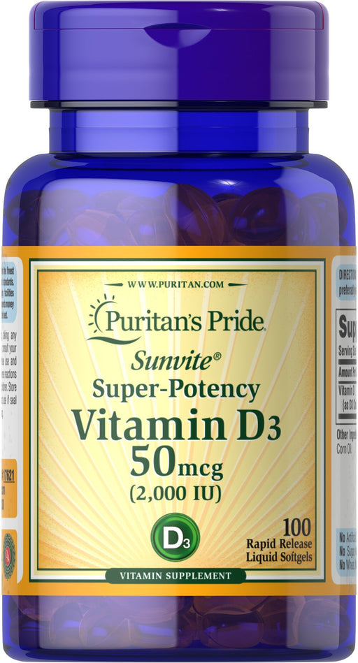 Puritan's Pride

Vitamin D3 50 mcg (2000 IU)