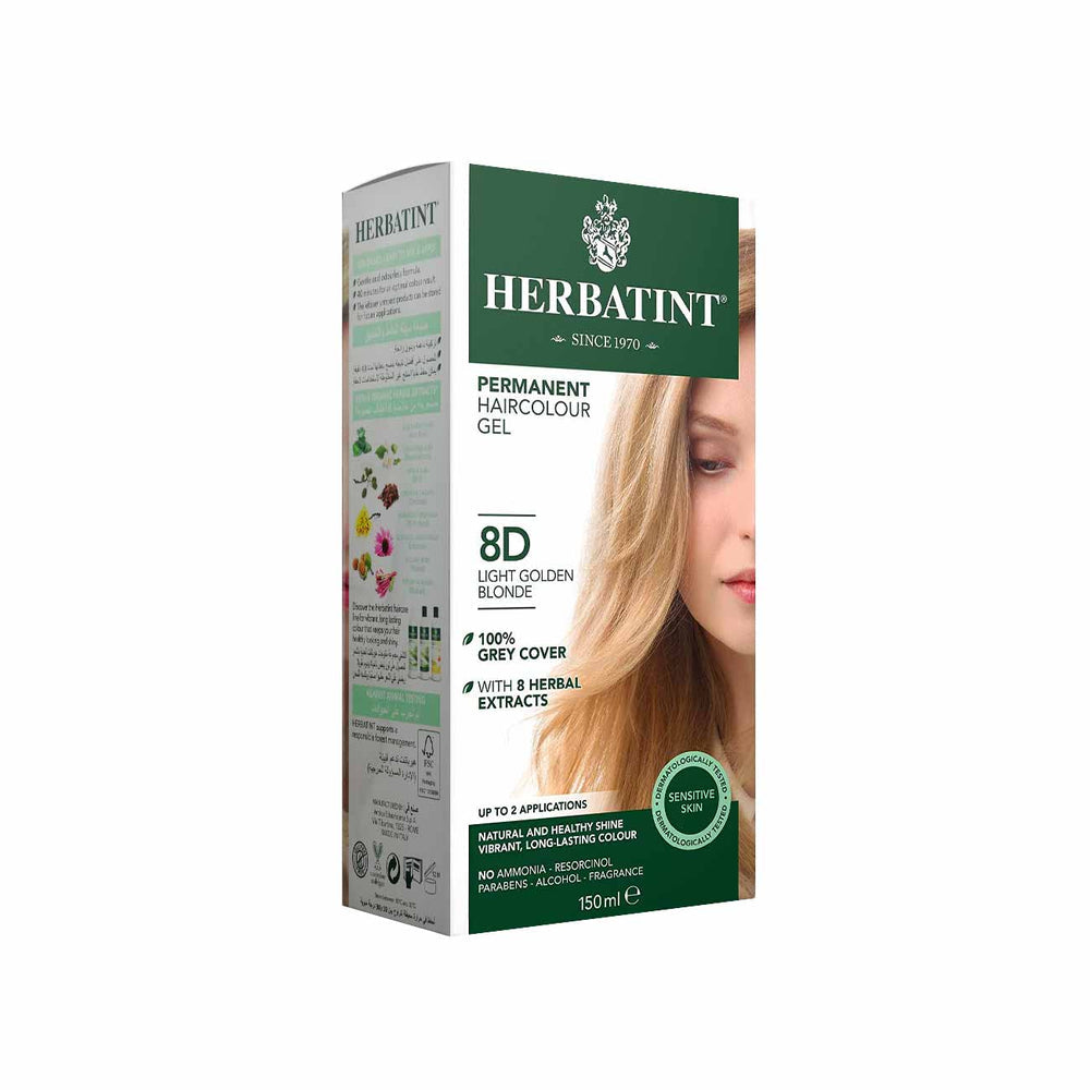 Herbatint Permanent Herbal Hair Color Gel-Light Golden Blonde-8D
