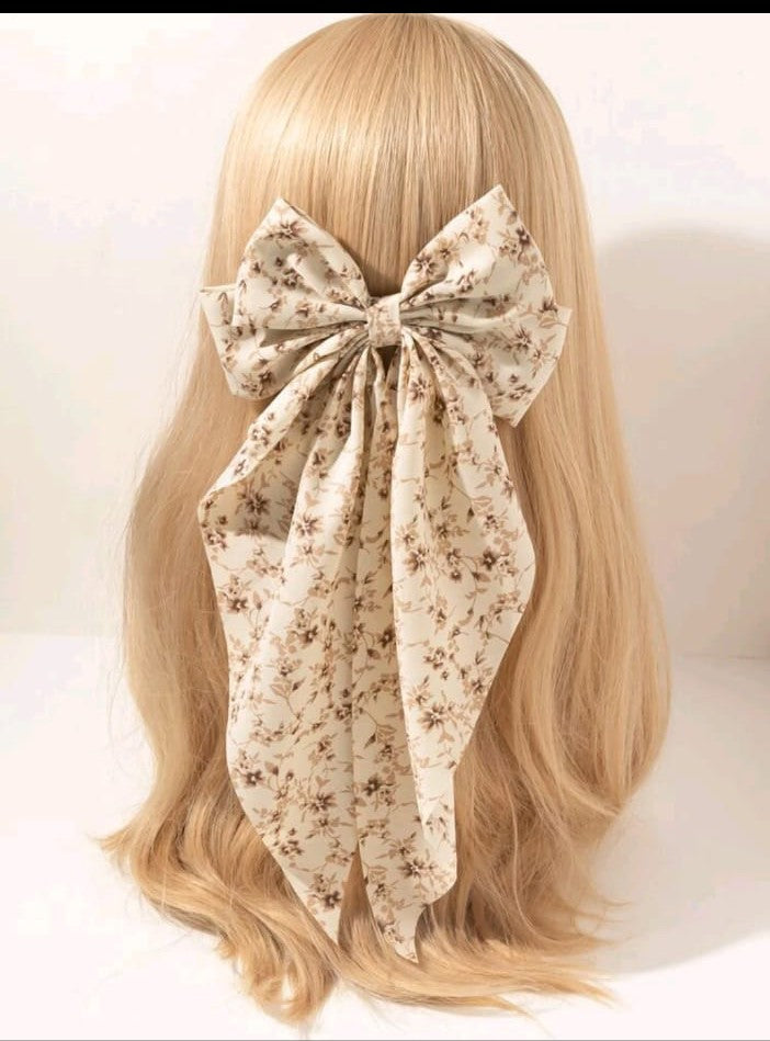 Hair Clip Floral print bow knot
