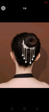 Hair Clip Faux pearls &rhinestone decor