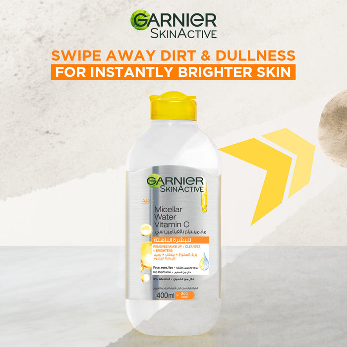 Garnier Vitamin C Micellar Water Facial Brightening Cleanser and Makeup Remover (400mL)