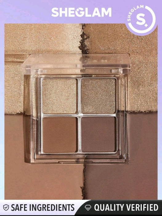 SHEGLAM Cosmic Crystal Eyeshadow Quad-Higher Self 4-Clolor Matte Glitter Eyeshadow Palette Gold Bronze Dark Chocolate High Shine Glitter Long Lasting Ultra Pigmented Smooth Blendable Eyeshadow