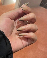 Fake nails 24pcs Press On Nails Long Coffin Black French Matte Design