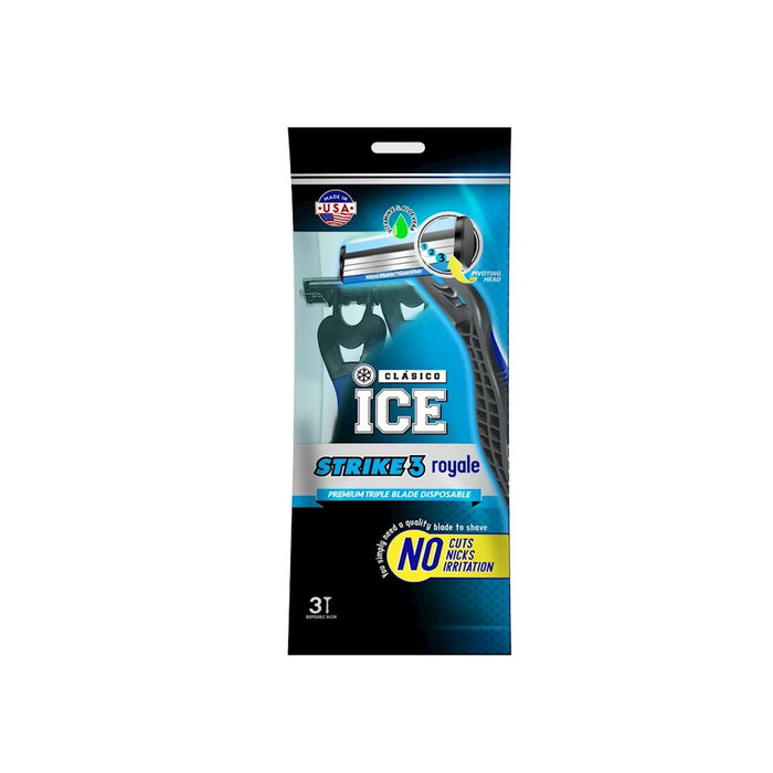 Ice Clasico Strike 3 Disposable Triple Blade Razor Royale Blue Pouch O ...
